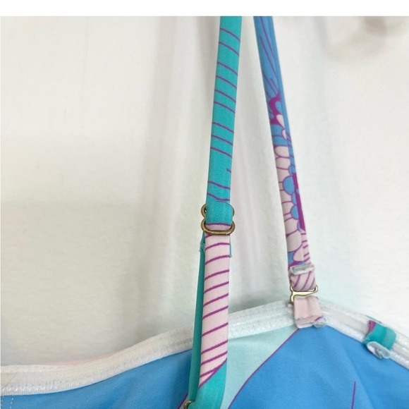 EUC J.Marie Size Medium Floral‎ Blue and White One Piece Swimsuit - Picture 8 of 13